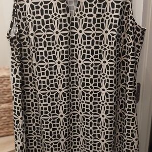 Black and White Geometric Sleeveless Dress